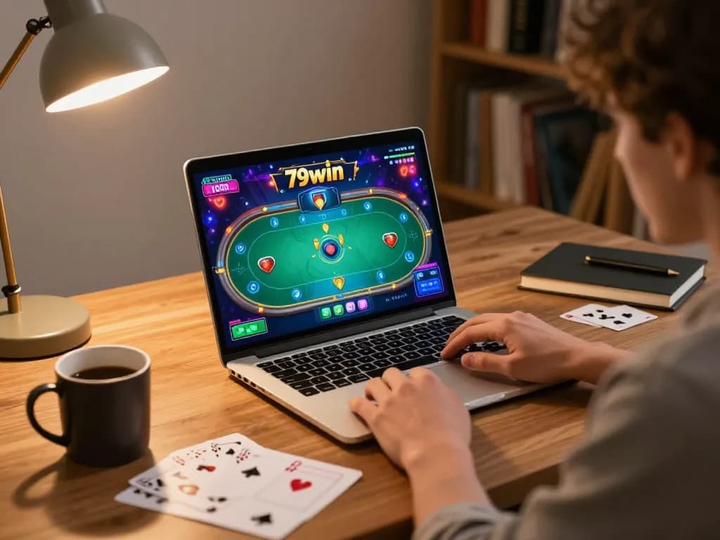 Experience exciting moments playing 79win poker online with engaging gameplay in a cozy setting.