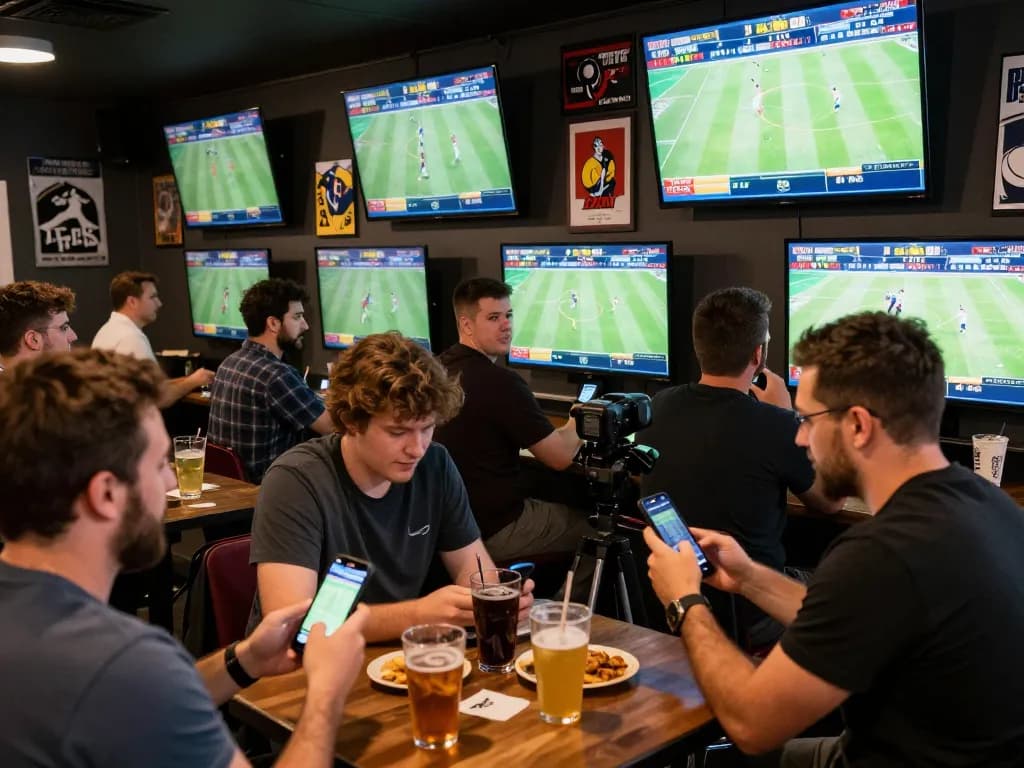 Exciting sports betting scene at GO99 with patrons actively wagering during live games