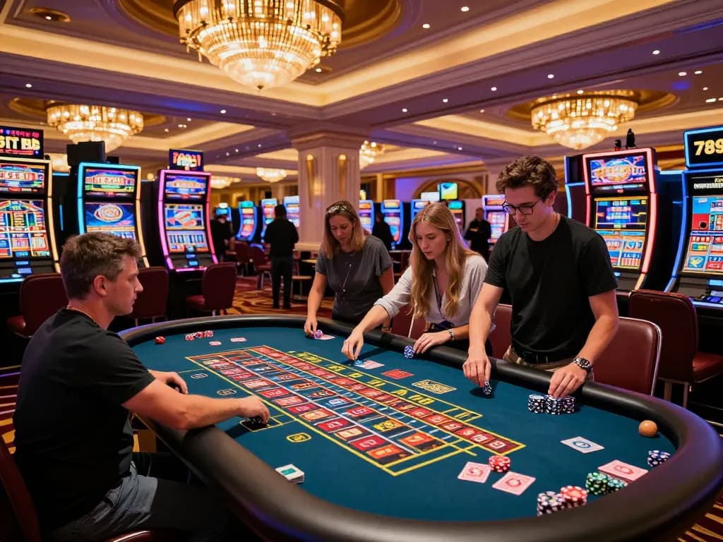Exciting gameplay at 789club's roulette table in a vibrant Las Vegas casino atmosphere.
