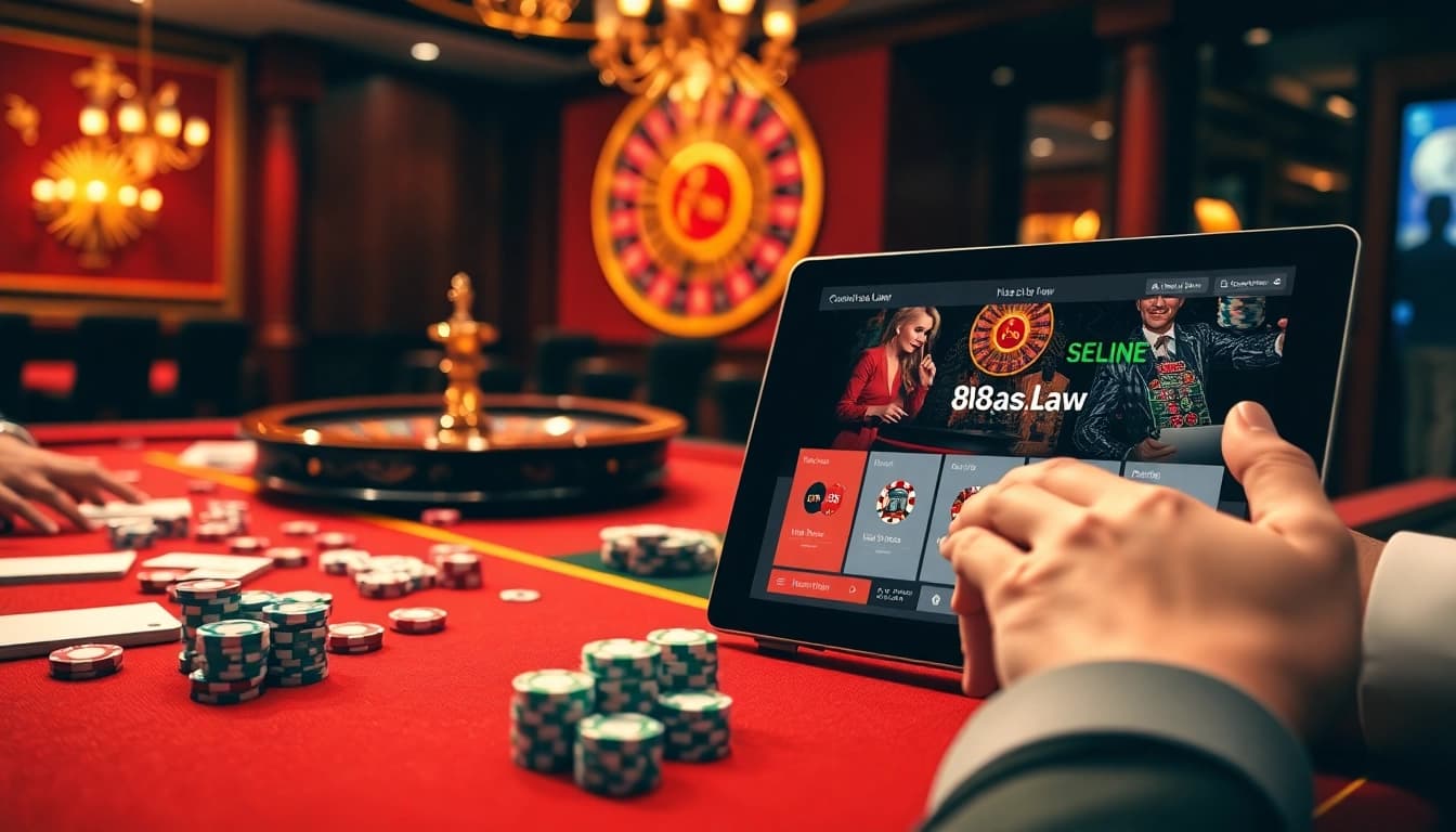 High-stakes action at https://88aa.law/ casino table with poker chips and tablet interface.