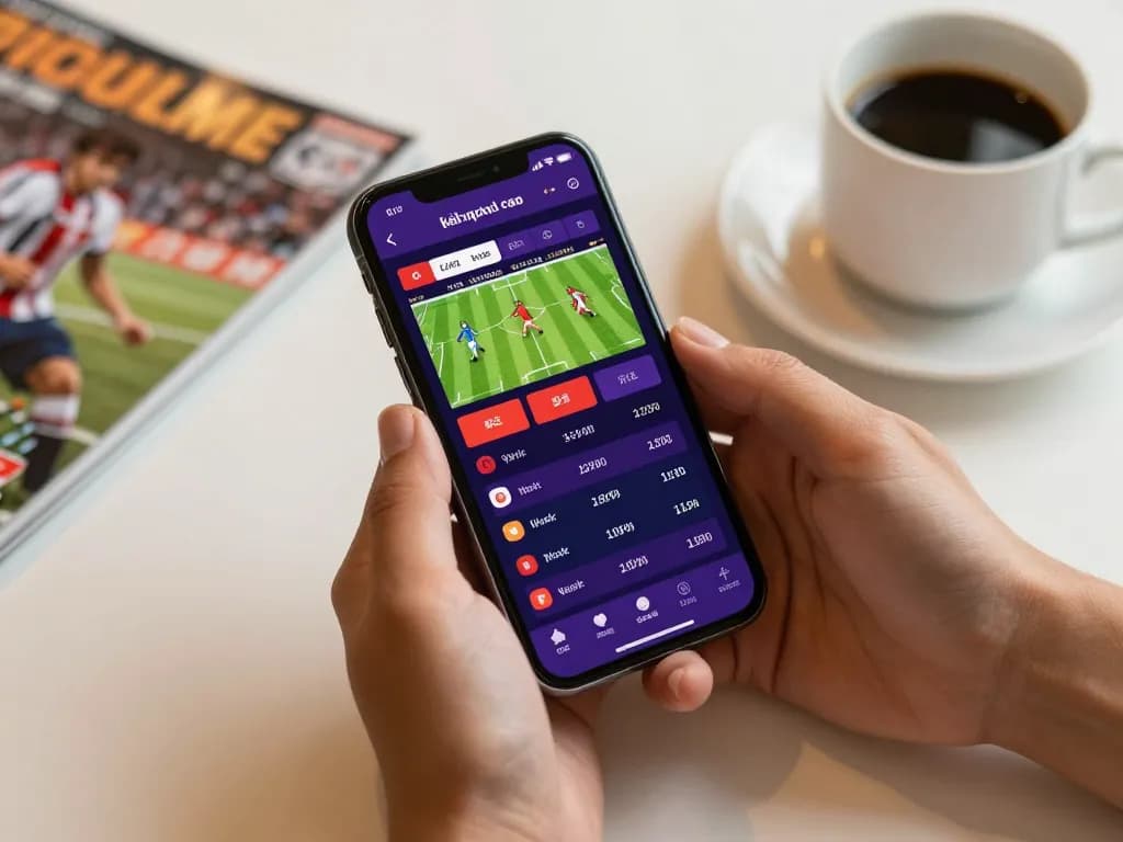 Engaging sports betting scene showing kèo nhà cái options on mobile for real-time match updates.