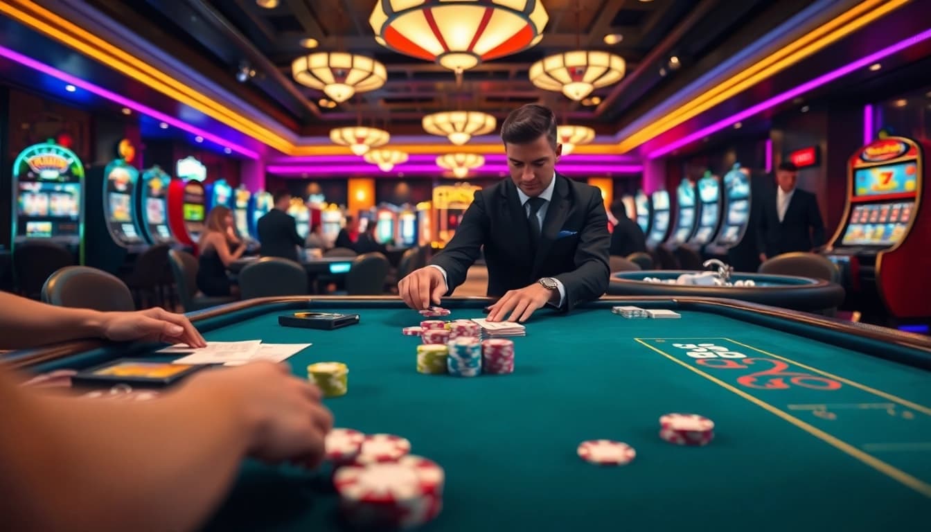 Experience thrilling gameplay at Haywin with vibrant casino tables and excited players.