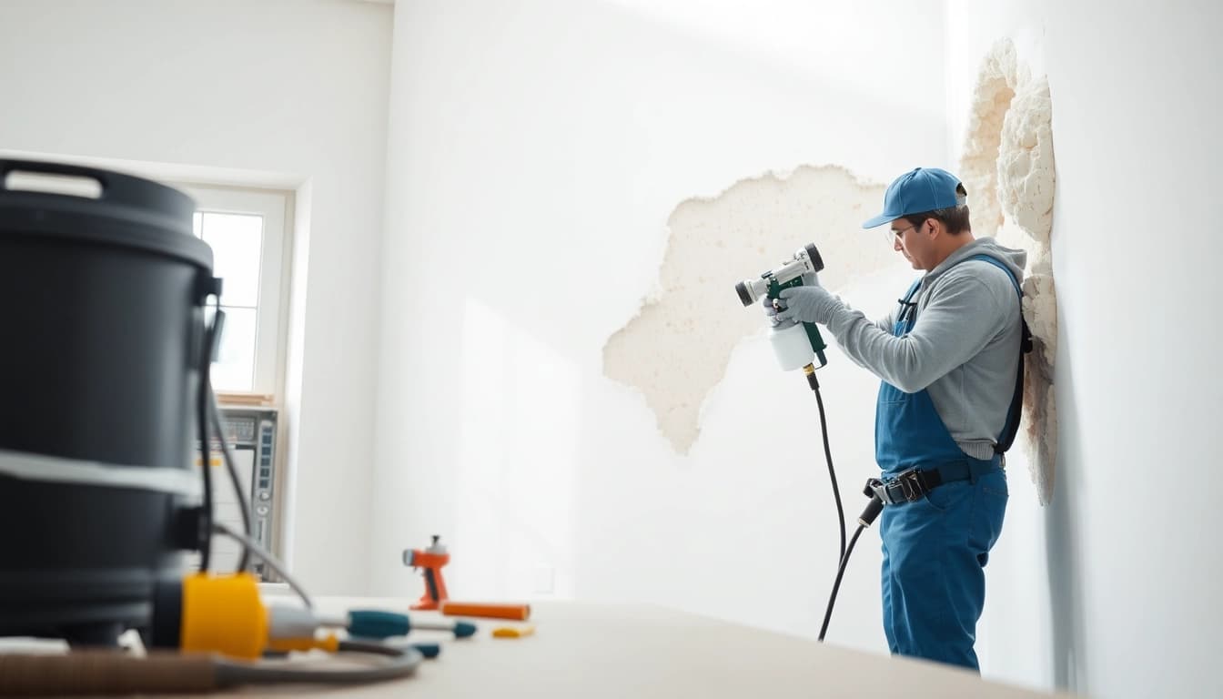Spray foam removal service in action with a technician expertly extracting foam.