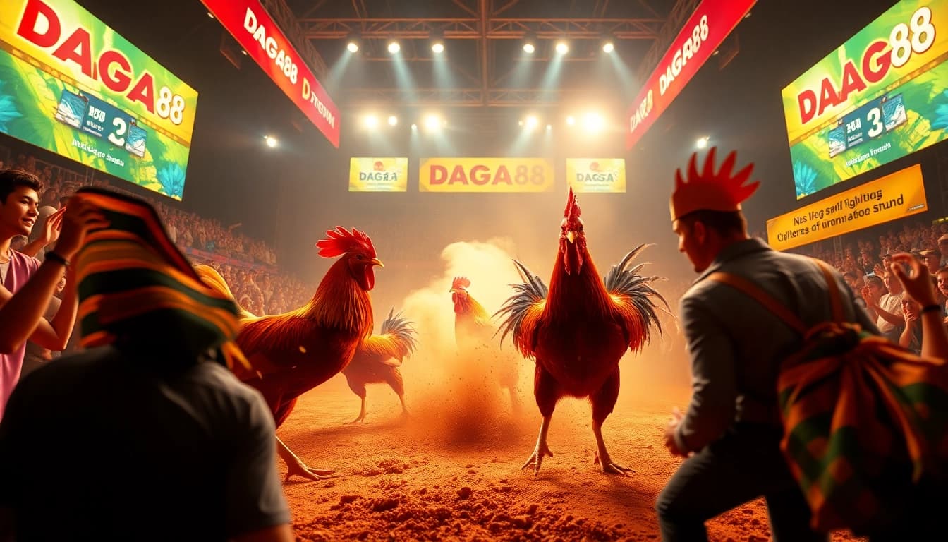 DAGA88 live cockfighting event atmosphere showcasing excitement and engagement at dagawin.live.