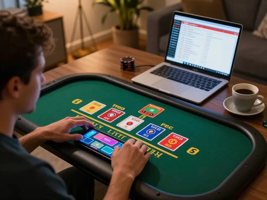 Player enjoying online casino gameplay with RR88 on a tablet in a cozy home setting