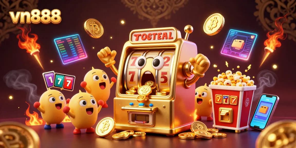 Spin to win with vn888's golden slot machine, showering coins in excitement!