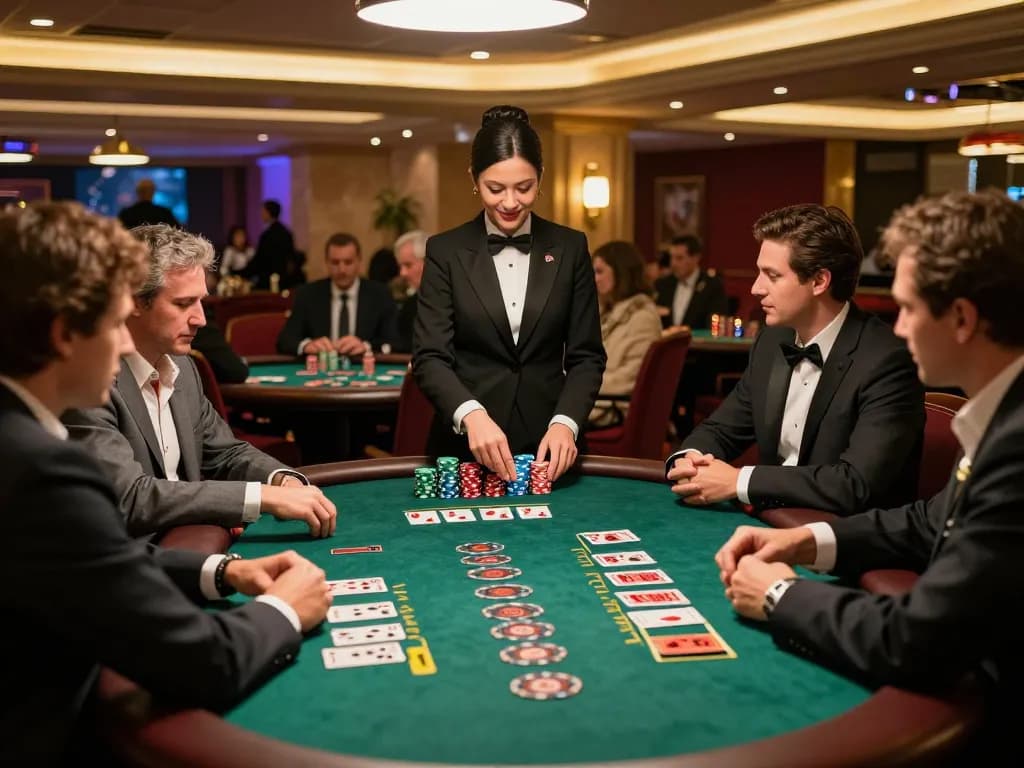 Player strategizing at a blackjack table in a vibrant casino, discover top tips on https://tx88at.com/.