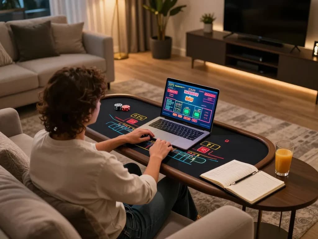 Person enjoys live dealer blackjack on AU88's platform, showcasing a relaxed home gaming setup