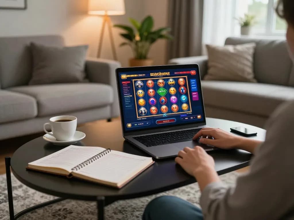 jaeyongkim enjoys intense online slot gaming at home with strategic notes beside them