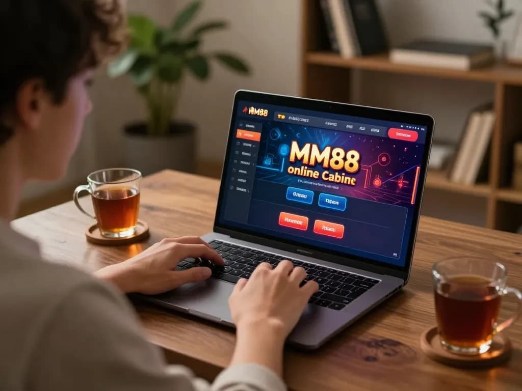 Engaging gameplay on MM88 online casino interface, showcasing player concentration and responsible gambling.