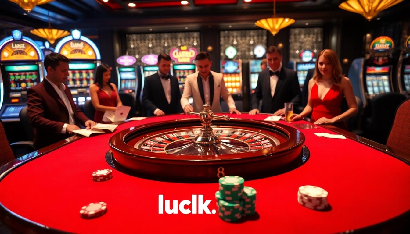 Experience high-stakes excitement at luck8 with elegant casino tables and vibrant action.