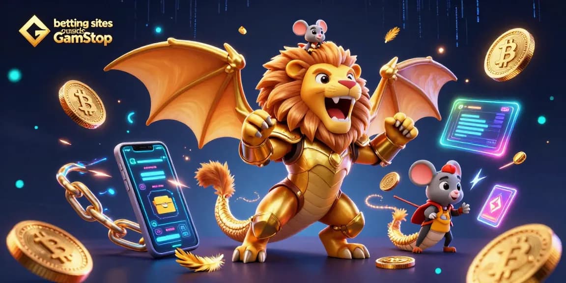 Experience the ultimate thrill with betting sites outside GamStop in a vibrant, dynamic 3D casino scene.