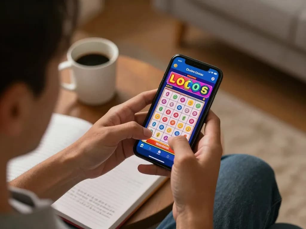 Engaging in đánh lô online via smartphone in a cozy home setting, surrounded by personal items.