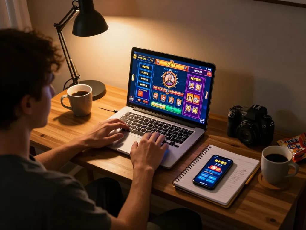 Engaging in live gameplay on KP88 casino platform, showcasing exciting online slots experience.