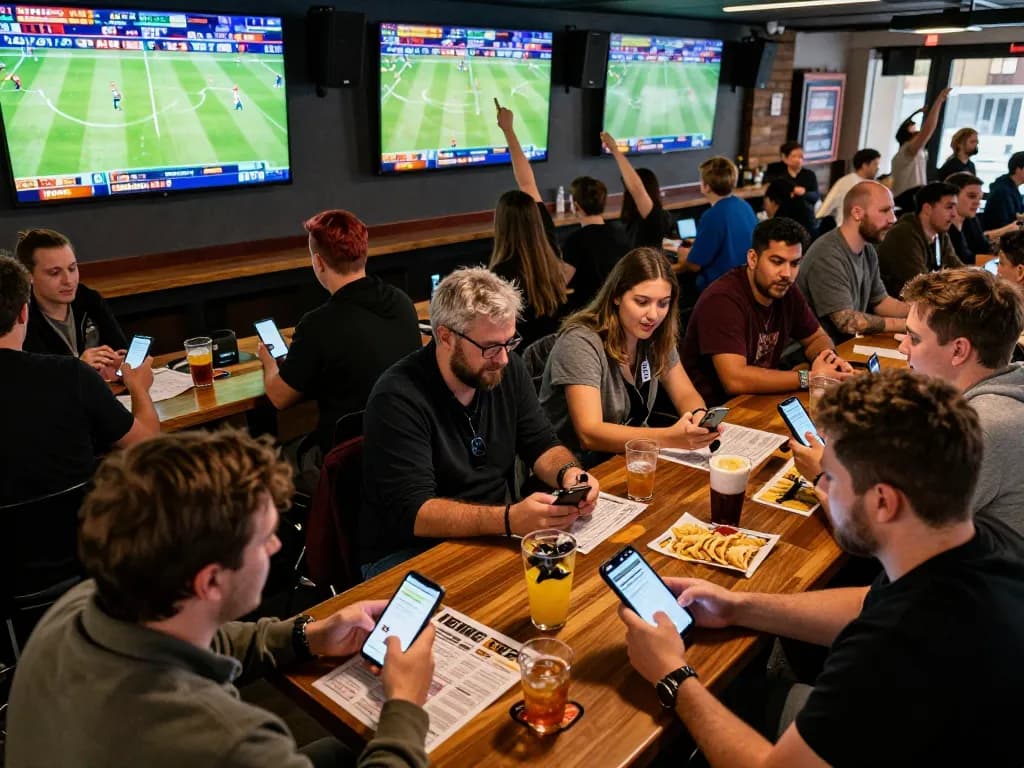 33WIN enthusiasts engaging in an active sports betting environment with screens and excitement
