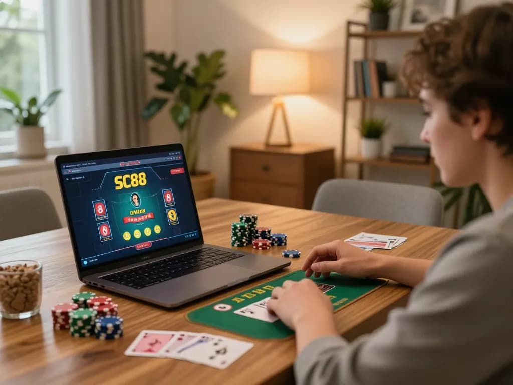 Engaging gameplay experience with SC88 online casino, capturing a player immersed in strategy and excitement.