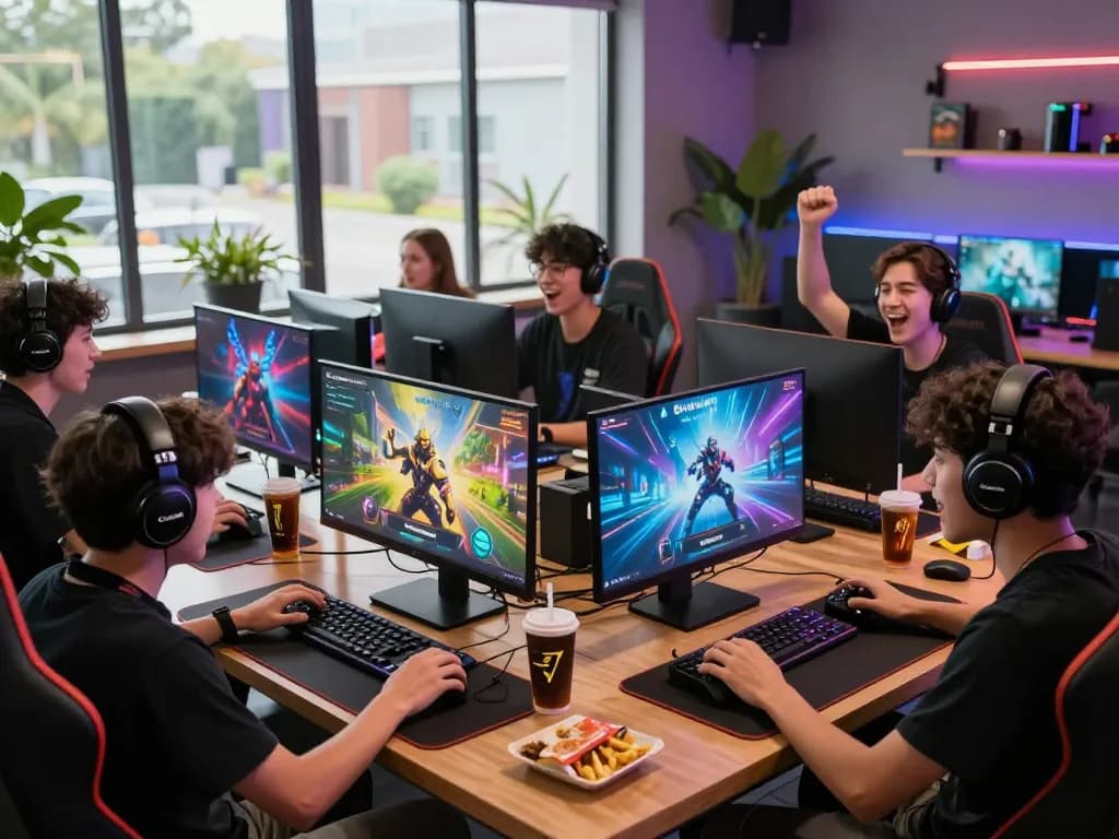 Engaging online gaming experience on Sunwin showing players immersed in various games, highlighting excitement and vibrant atmosphere.