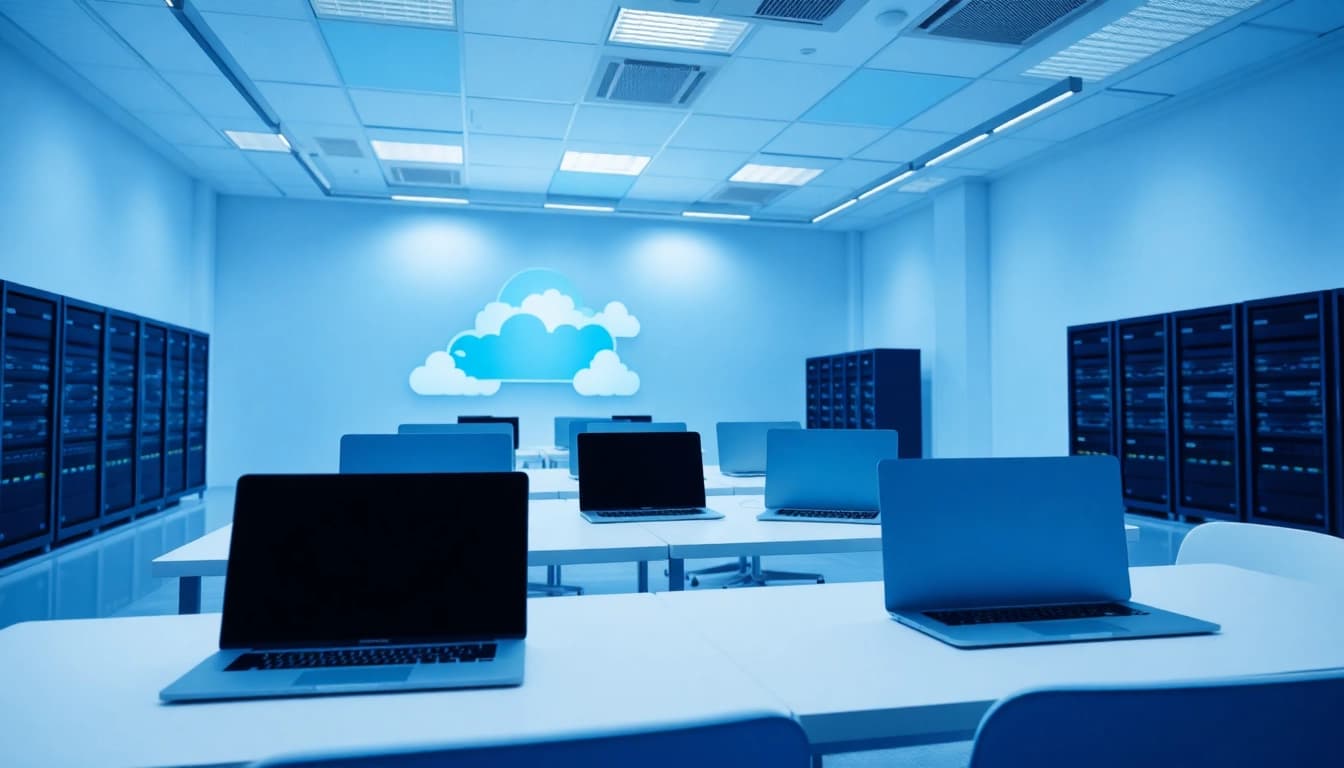 Proveedor de cloud ofreciendo soluciones efectivas en un entorno de oficina moderno y tecnológico.