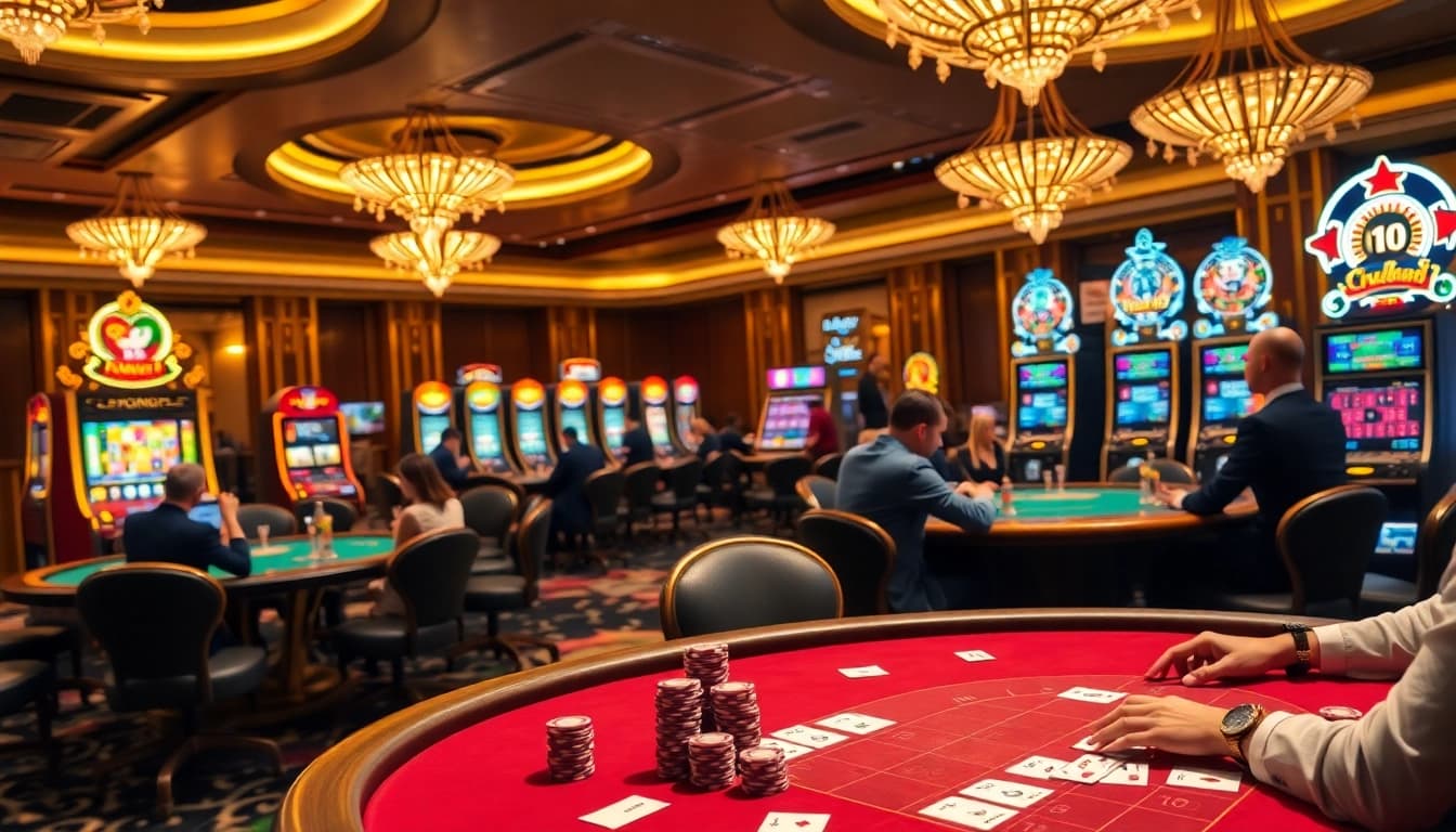 Players enjoying games at a luxurious THABET casino, showcasing excitement and professional gambling.