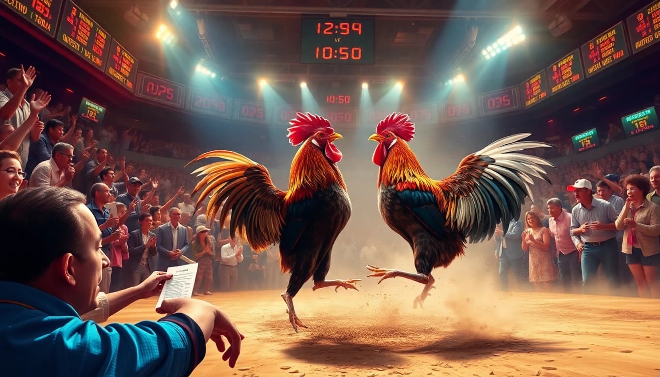 Engaging live visuals of đá gà trực tiếp showcasing exciting rooster fights in a vibrant betting arena.