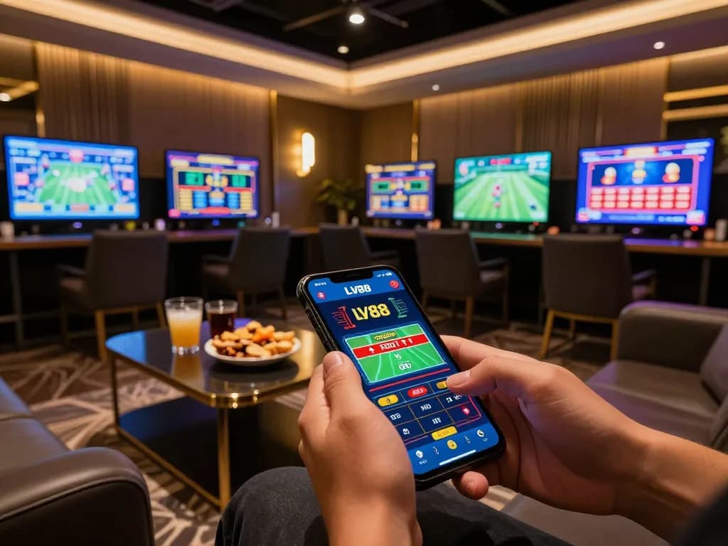 Engaged player using LV88 casino app to enhance online betting experience comfortably.