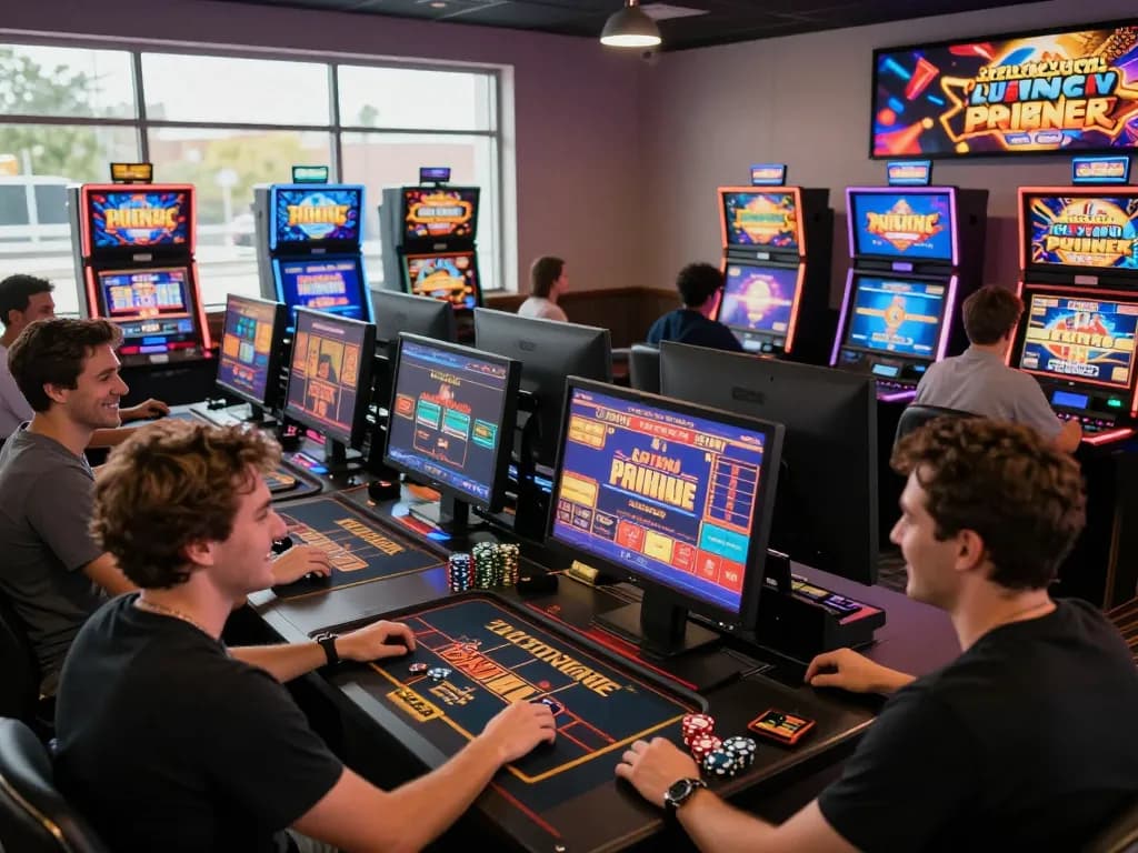 Players enjoying thrilling games at 78winvina online casino with vibrant atmosphere.