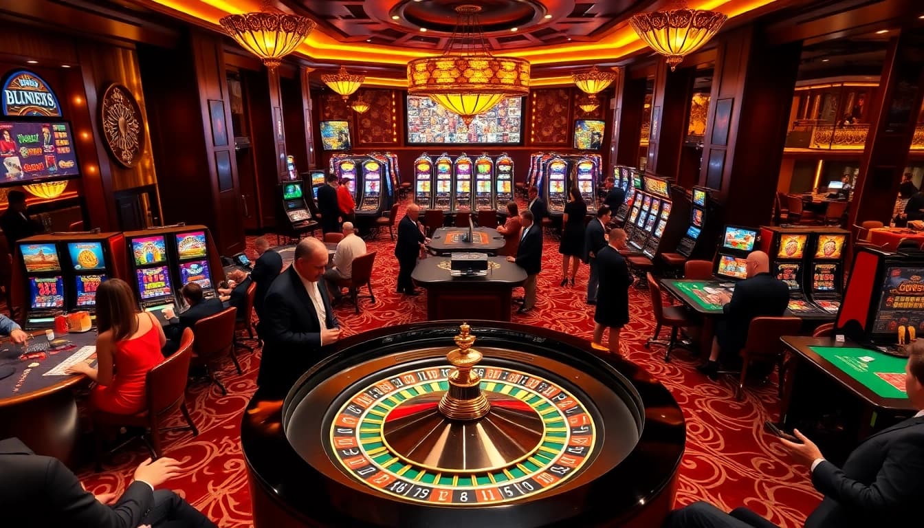 Players enjoying a sophisticated gaming experience at nhà cái kim88 casino with vivid slot machines.
