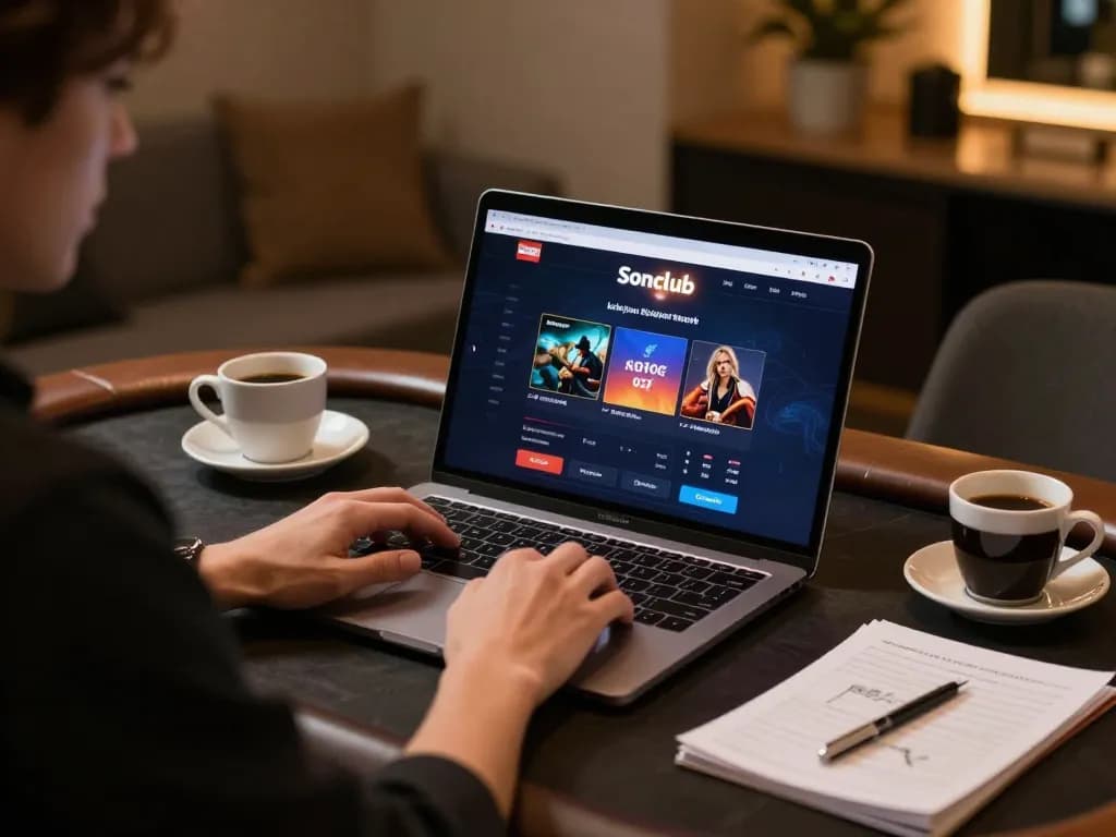Engaging with Sonclub gaming interface while enjoying online gambling experience at home