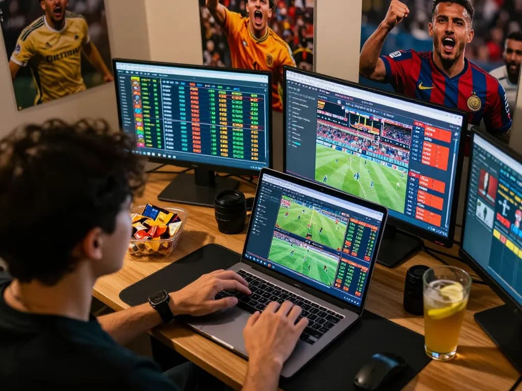 Engaging sports betting scene on XX88 with live odds displayed on laptop while strategizing bets.