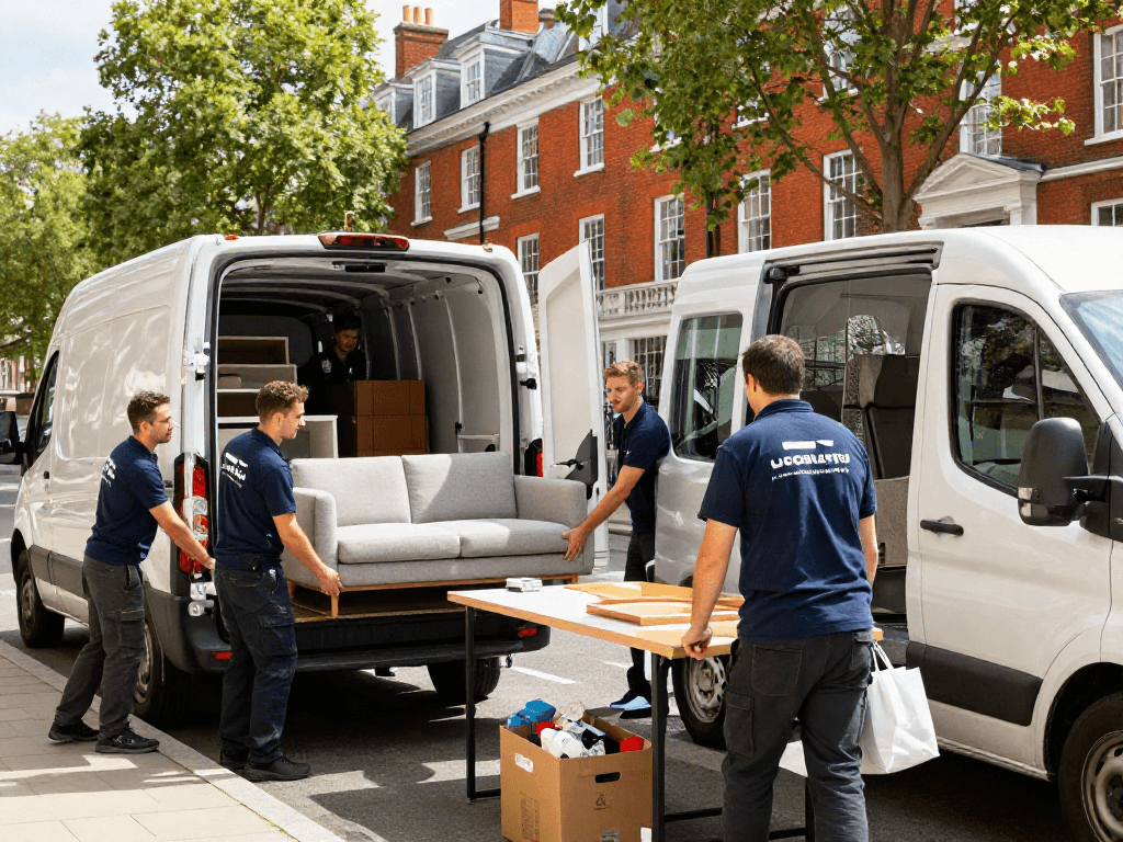 House movers London Furniture removals team loading furniture into a van in London.
