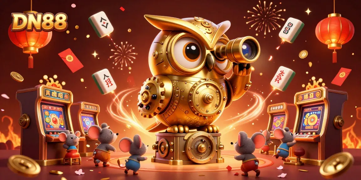 Experience the excitement at DN88 with golden owl and lively casino floor elements.