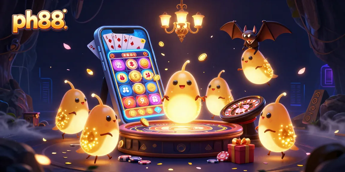 Experience thrilling moments with ph88 as glowworms illuminate a vibrant casino scene.