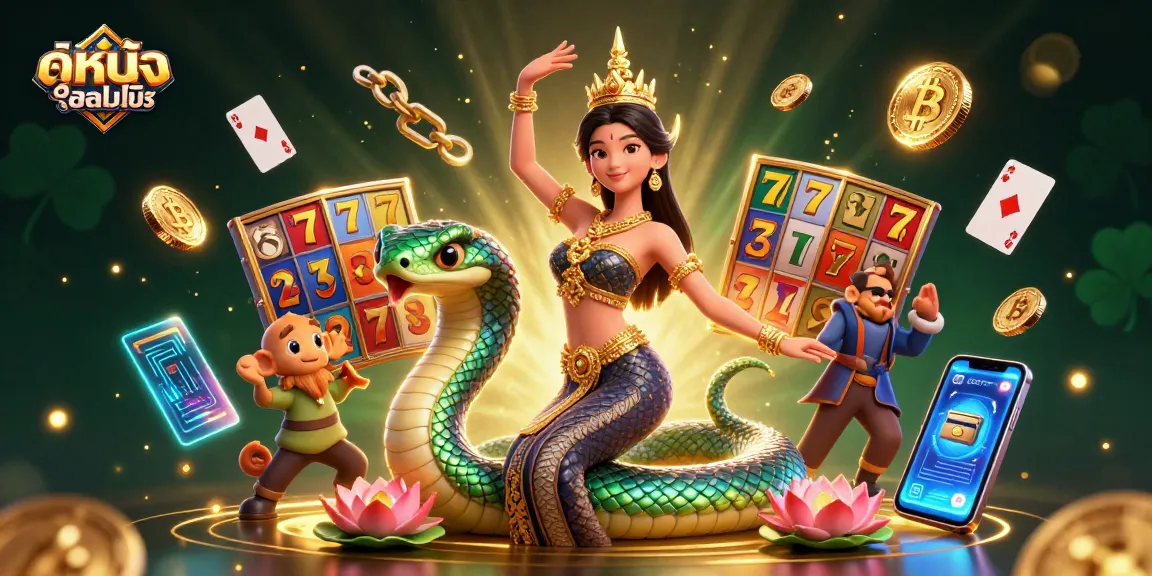 Enjoy thrilling ดูหนังออนไลน์ with this dynamic casino-themed illustration featuring vibrant visuals and exciting game elements.