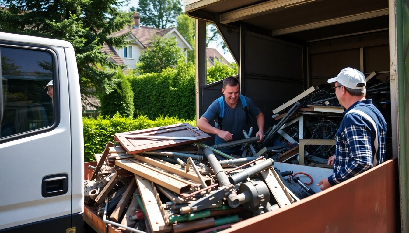 Efficient Schrottabholung Wuppertal service, showcasing a truck collecting scrap metal from a home.
