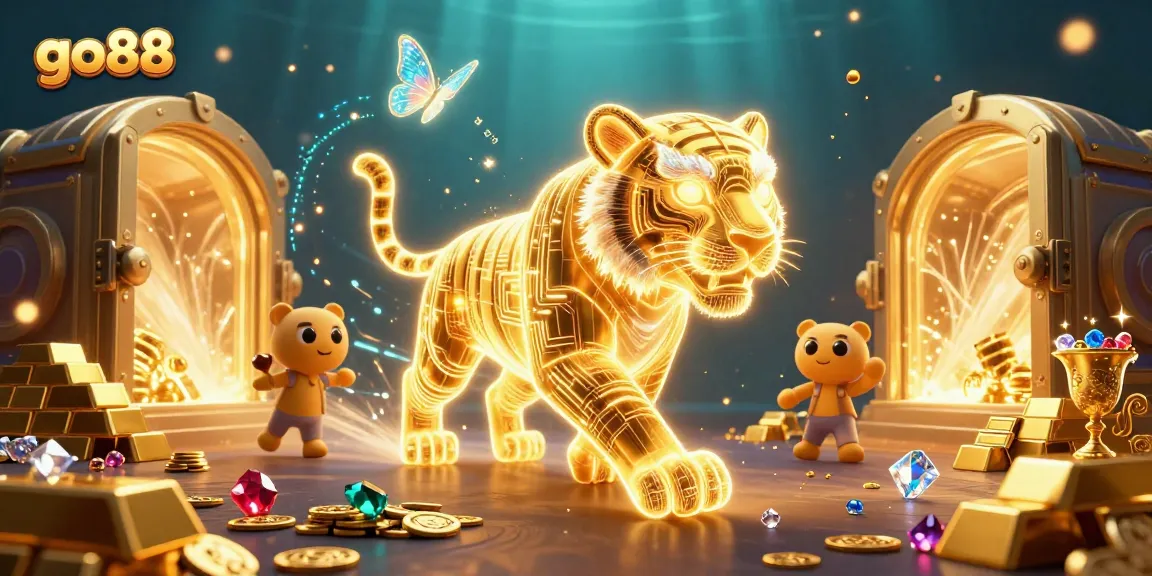 Experience the thrilling world of go88 with a golden tiger and casino treasures.