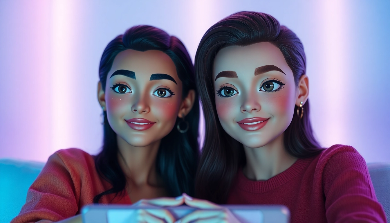 Engaging ai sex chat scene with digital avatars in a serene ambiance.