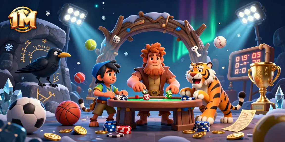 Engage at the 11M casino with a prehistoric theme featuring characters and dynamic sports elements.