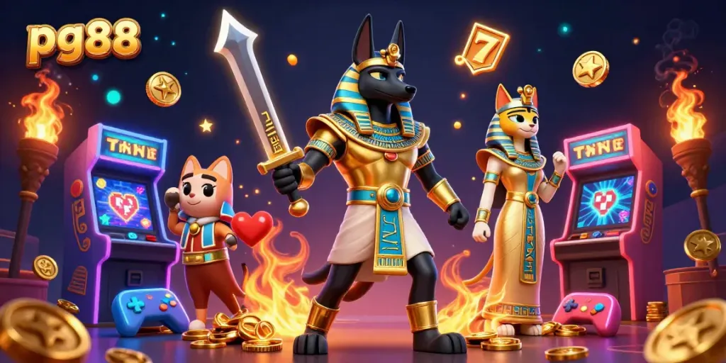 Experience the thrilling world of pg88 gaming with ancient Egyptian characters and vibrant casino elements.