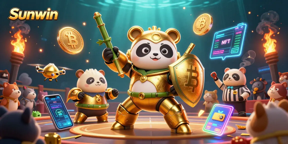 Engage with Sunwin's vibrant online gaming experience, featuring lively characters and thrilling crypto elements.