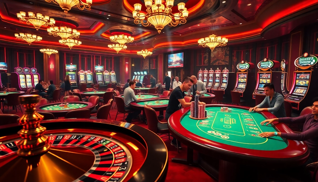 Experience the excitement of gaming at https://32win.football/ with luxurious casino tables and vibrant slot machines.