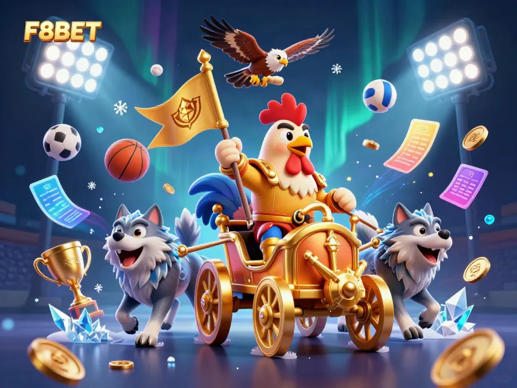 Engage in thrilling betting at F8BET while exploring a captivating 3D rooster warlord scene.