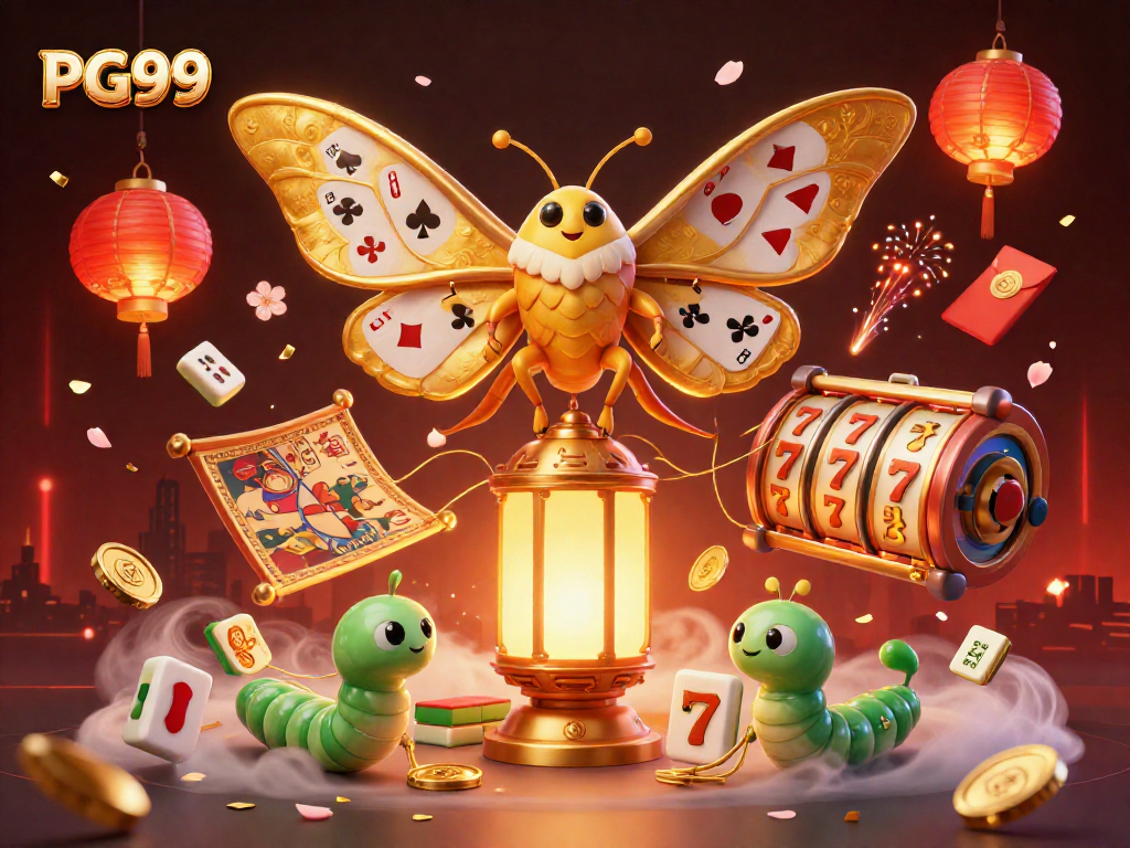 Experience the vibrant world of PG99 with 3D casino themes in a rich digital illustration.