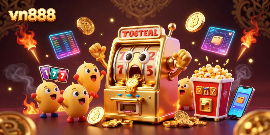 Spin to win with vn888's golden slot machine, showering coins in excitement!