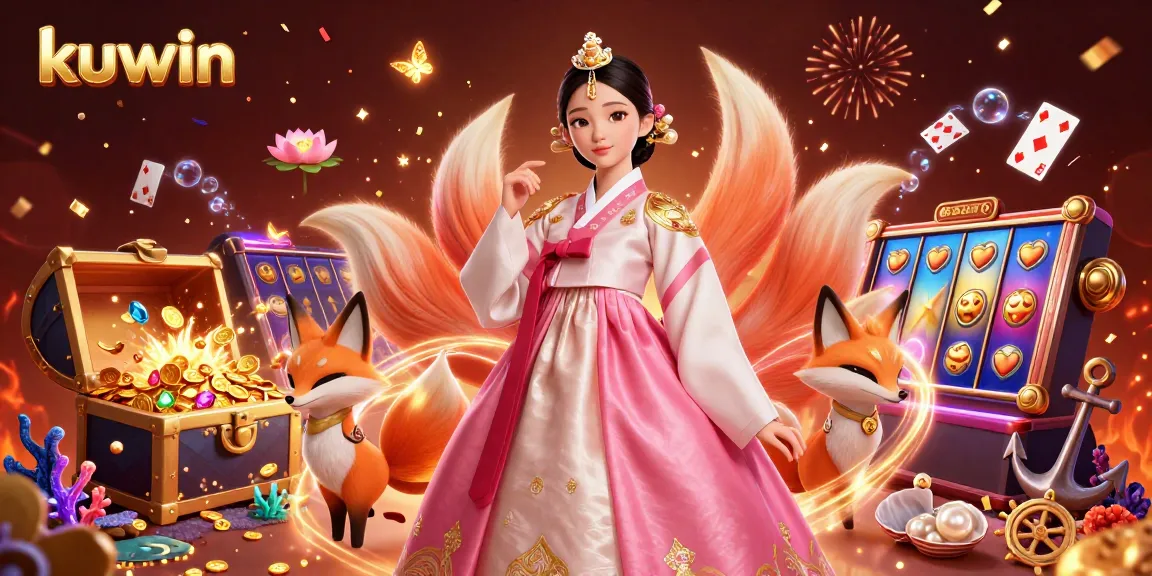 Kuwin offers thrilling slot games with elegant characters in a vibrant casino scene.