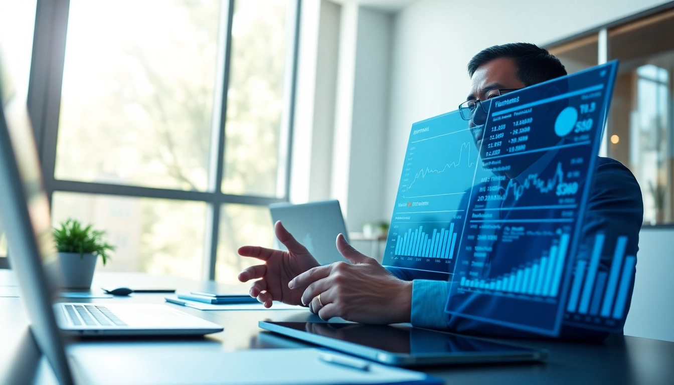BOX138 financial expert analyzing withdrawal transactions in a modern office setting.