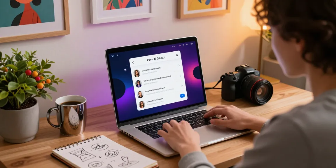 Engaging in a porn AI chat in a cozy home office with vibrant decor and technology.
