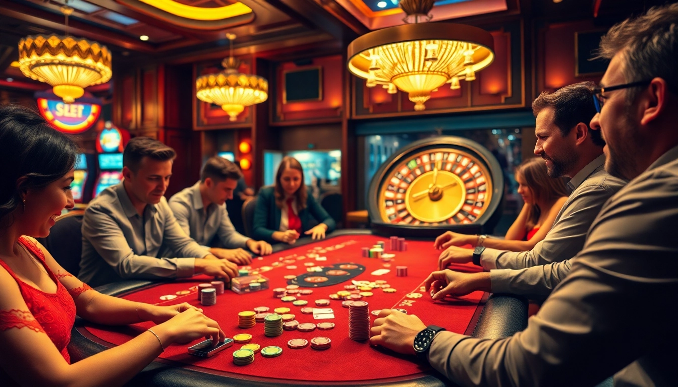 Engage with USBET's thrilling poker scene showcasing players at a high-stakes table full of chips and excitement.