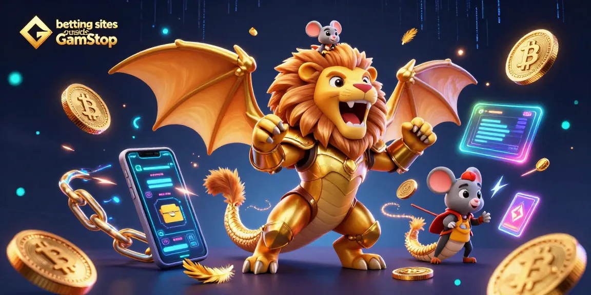 Experience the ultimate thrill with betting sites outside GamStop in a vibrant, dynamic 3D casino scene.