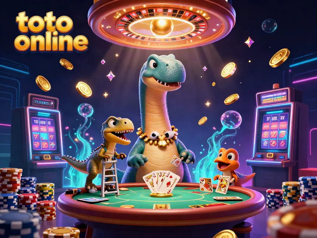 Experience thrilling toto online gaming with vibrant characters and dynamic casino elements.
