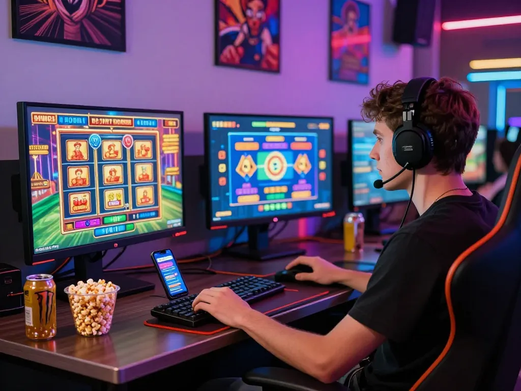 Engaged player enjoying MM88 online casino games in a vibrant setting.